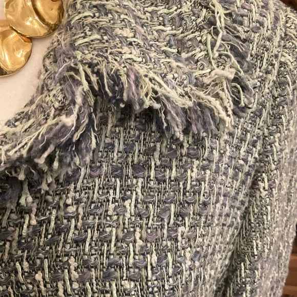 Santorelli Italy Purple Tweed Fringe Jacket Blazer Made in Italy Size 16 - Picture 3 of 6